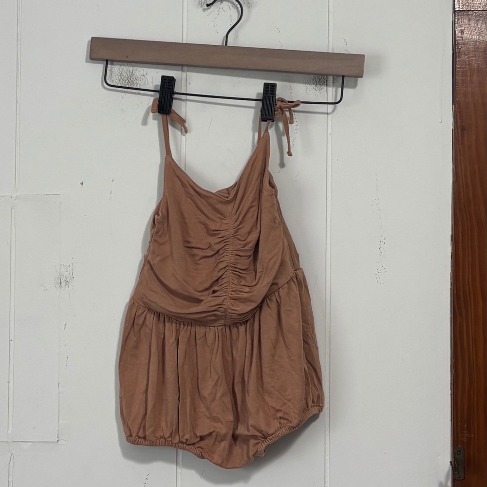 Kate Quinn Bamboo Collection Terracotta Ruched Bubble Romper 18-24M‎ Brown